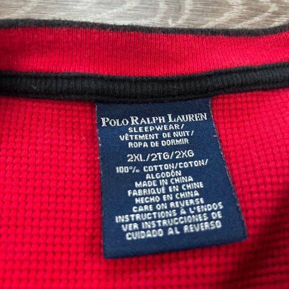 Polo Ralph Lauren Red Waffle Knit Thermal Long Sleeve Shirt 2XL Cotton - Picture 6 of 6